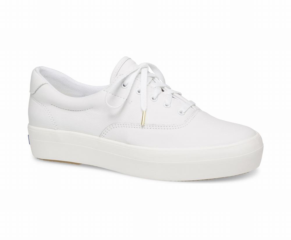 Women's Keds Rise Leather Sneakers White 9645327PW - South Africa